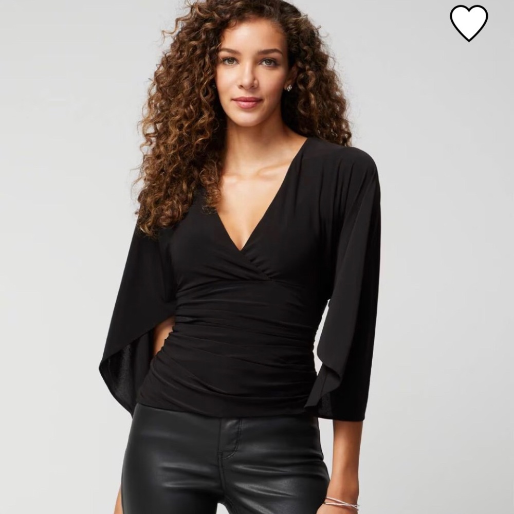 V-Neck Drape Sleeve Matte Jersey Top